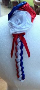 Red, white and blue ribbon roses headband