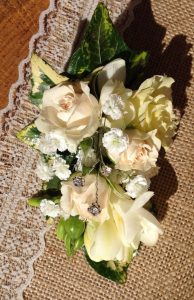 Peach rose and gyp corsage